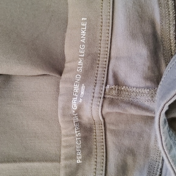 Chico's Perfect Stretch Girlfriend Slim Leg Ankle Jeans-Olive Gray - Picture 9 of 11